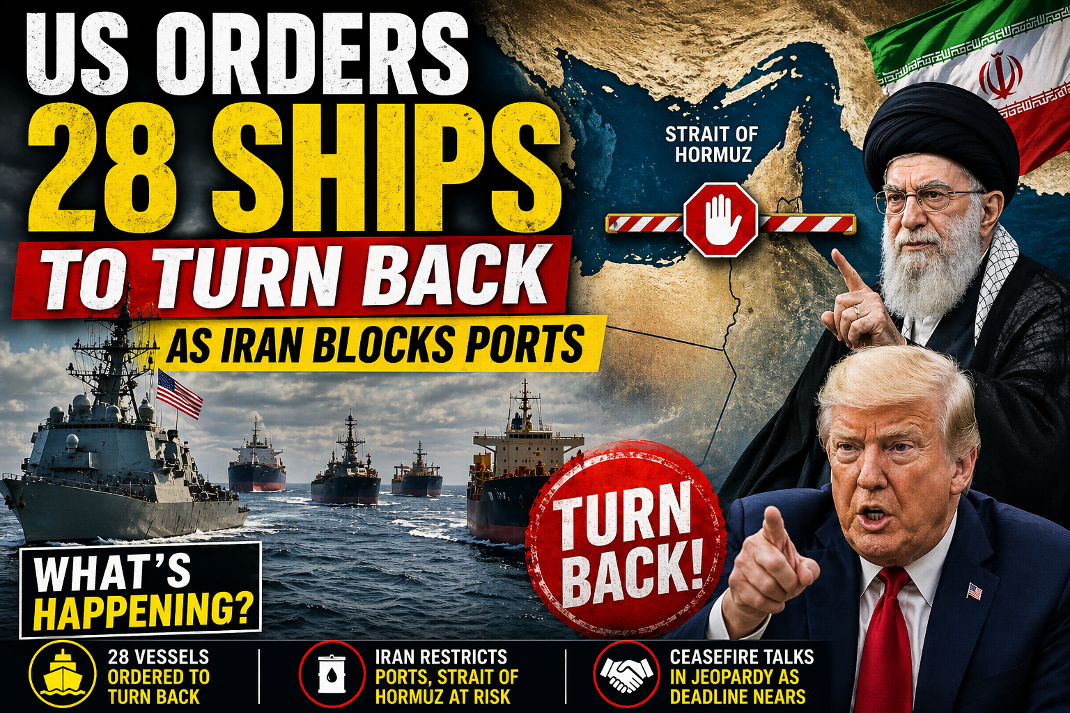 US Orders 28 Ships to Turn Back