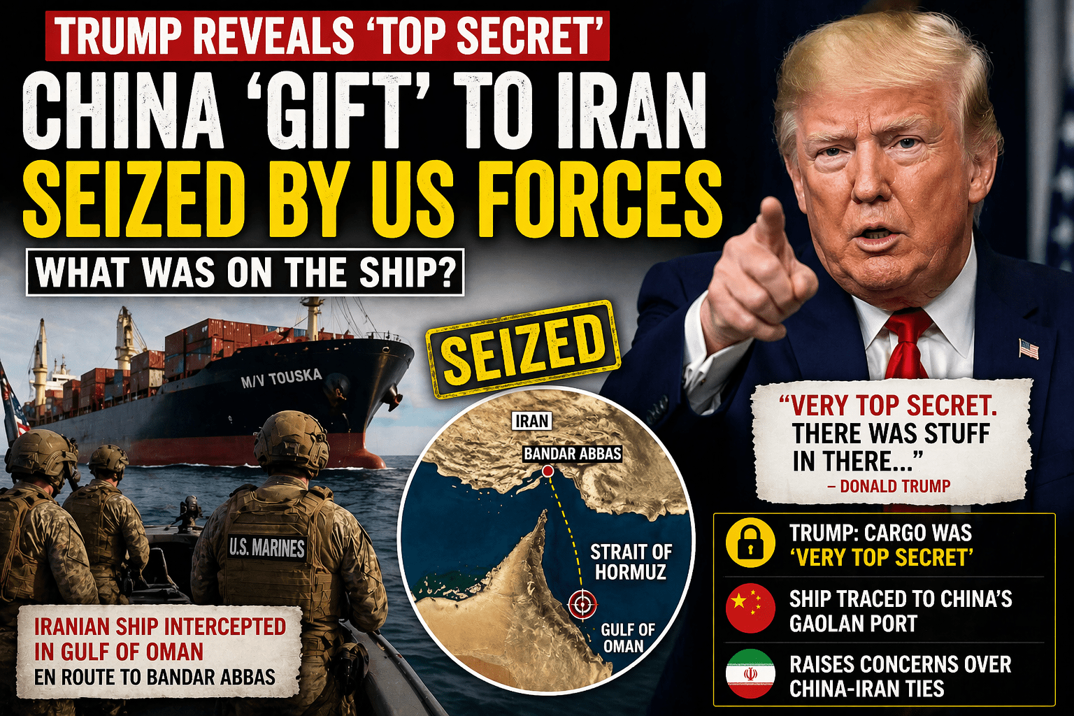 Trump Reveals ‘Top Secret’ China-Iran Cargo Seized by US